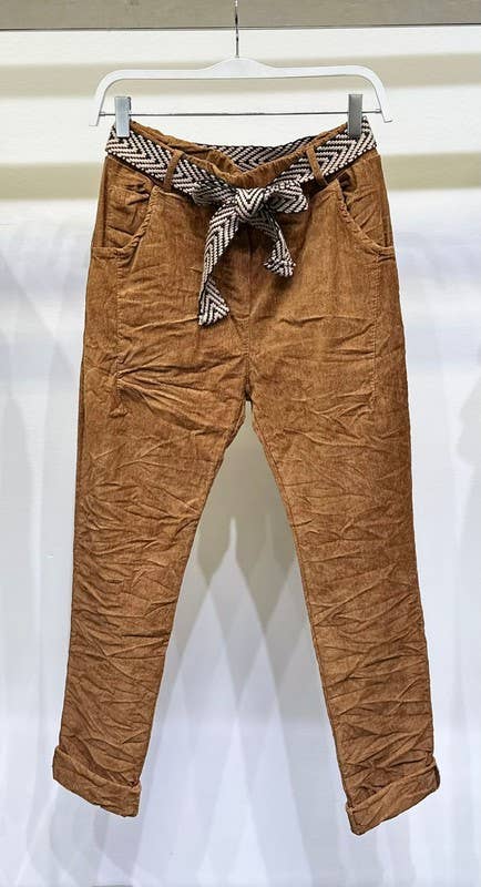 VENTI6 - Wholesale Lounge Sweatpants/Joggers - Women's - CORDUROY CRINKLE JOGGERS WITH BELT (20996-CORDUROY)4