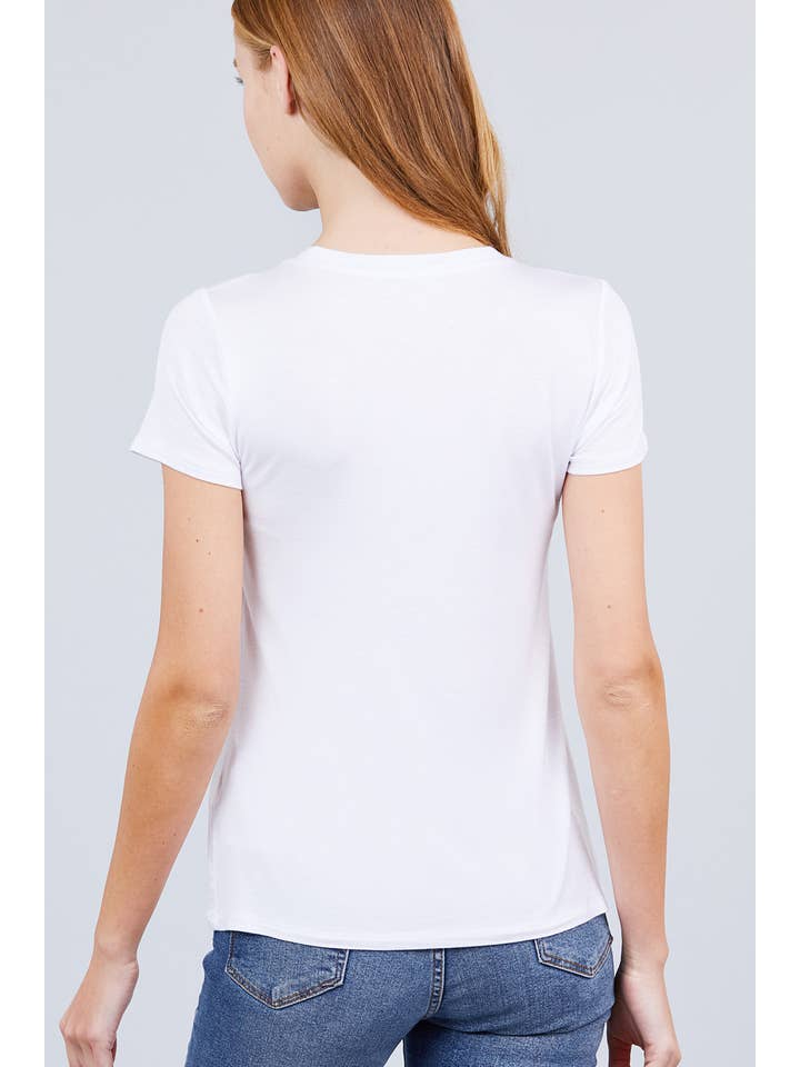 Active Basic | Active USA - Wholesale Knit Top - Women's - Short Sleeve Crew Neck Rayon Spandex Jersey Top1