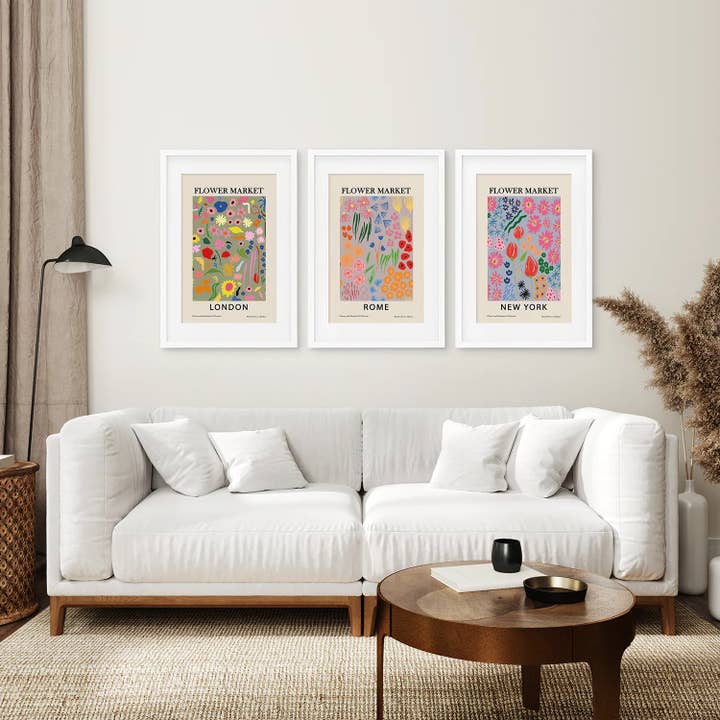 Art Lane - Wholesale Art Print - Boho Flower Market Poster. New York, London, Rome Print