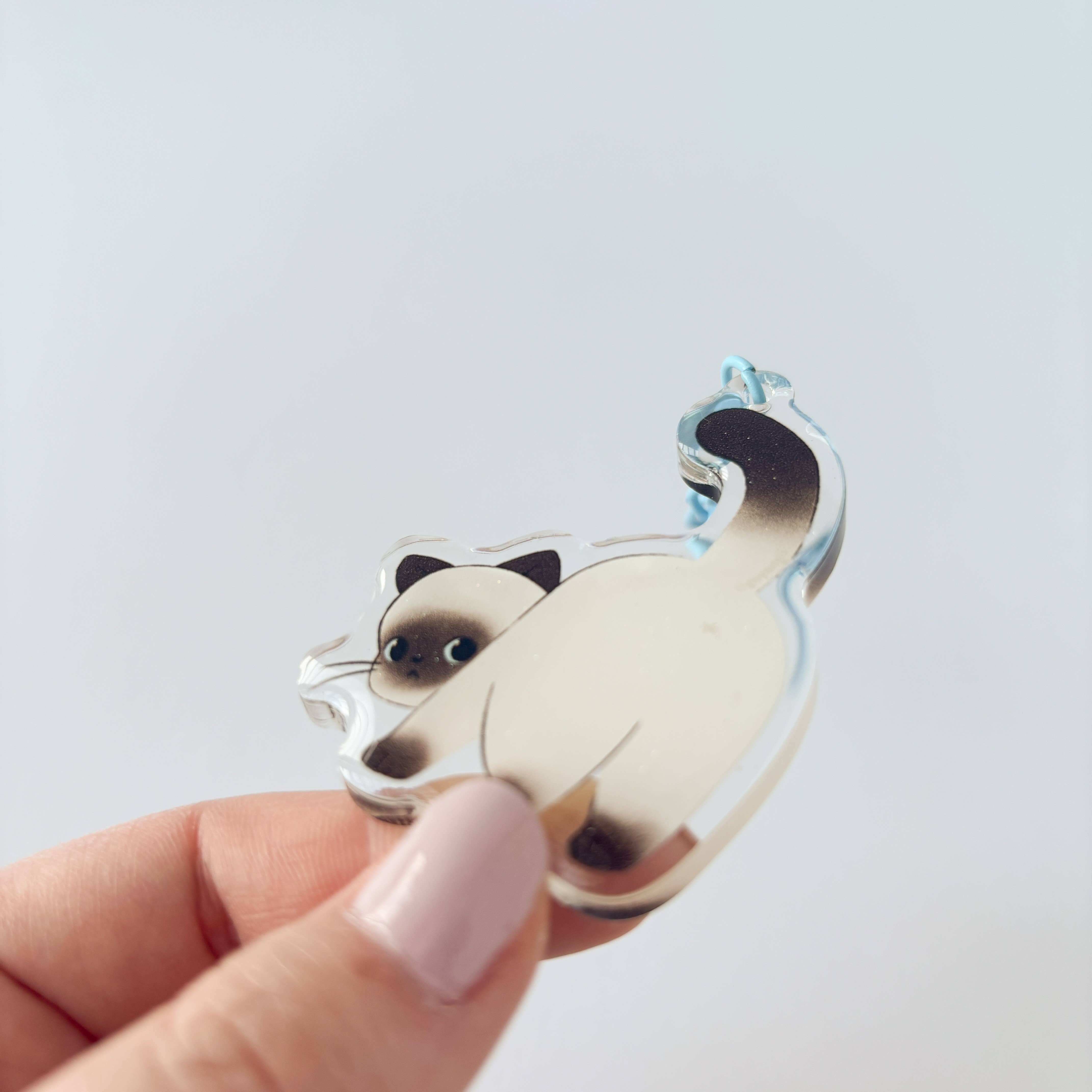 goyangii – wholesale Keychain – Women's – Cheeky Siamese Glitter Acrylic Keychain2