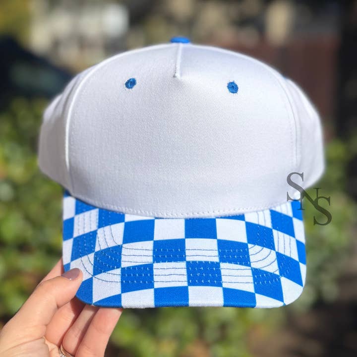 Southern N Savvy - Vendita all'ingrosso Cappellino da baseball - Donna - Cappello a Quadri Bianco/Reale BLANK0