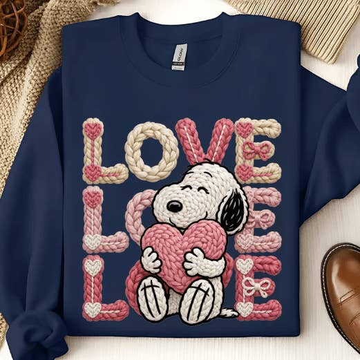 Kærlighed med hund falsk hæklet grafisk beklædning for engroshandel hos Kindred Flame Outfitters