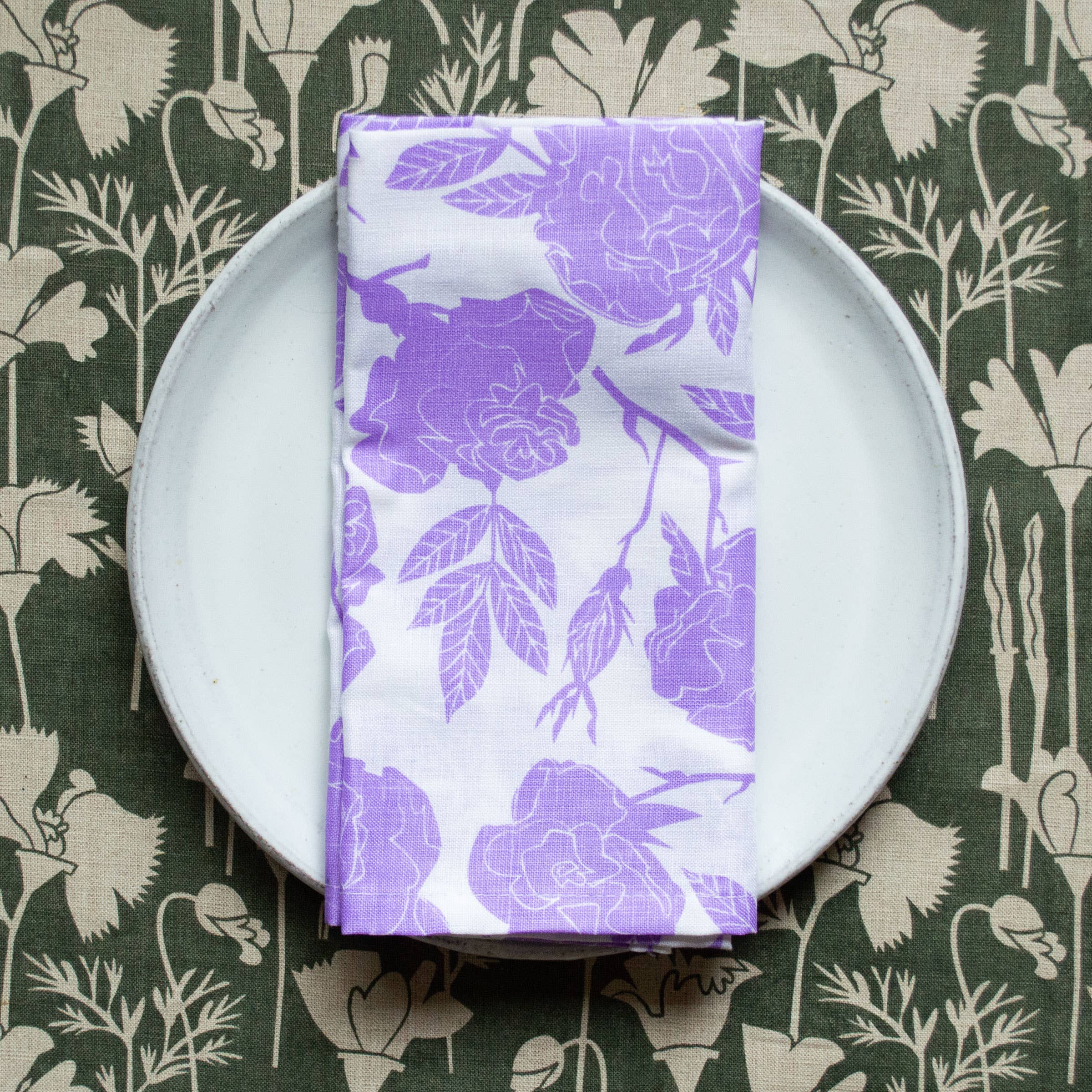 Banquet Workshop - Wholesale Dinner & Cloth Napkin - A Pair of Lavender Wild Rose Linen Napkins2