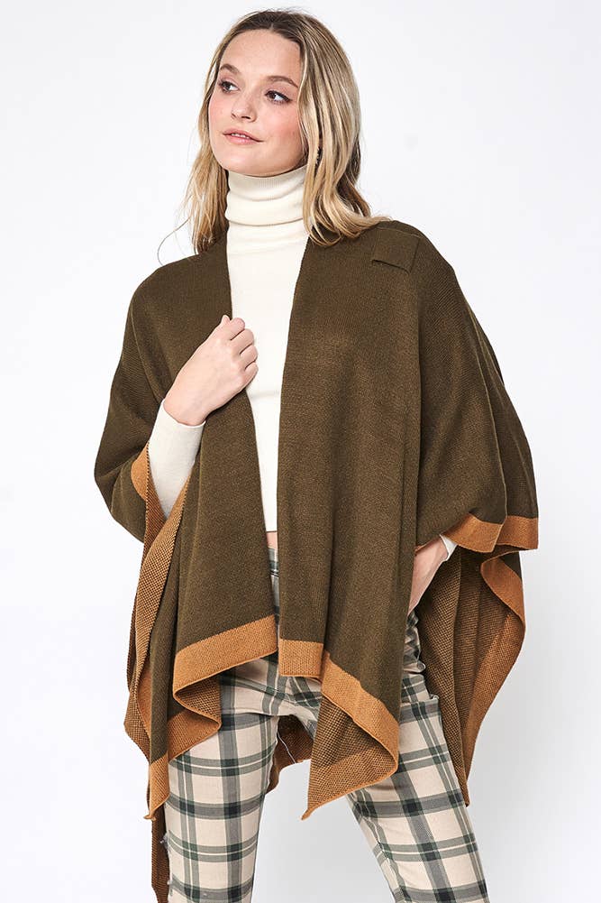 Hana - Venta al por mayor Poncho - Mujer - Ruana ribeteada con correa para el hombro20