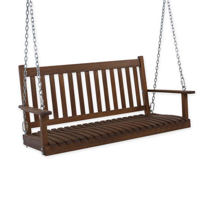 Slatted Wood Porch Swing - Natural Stain for wholesale on Faire
