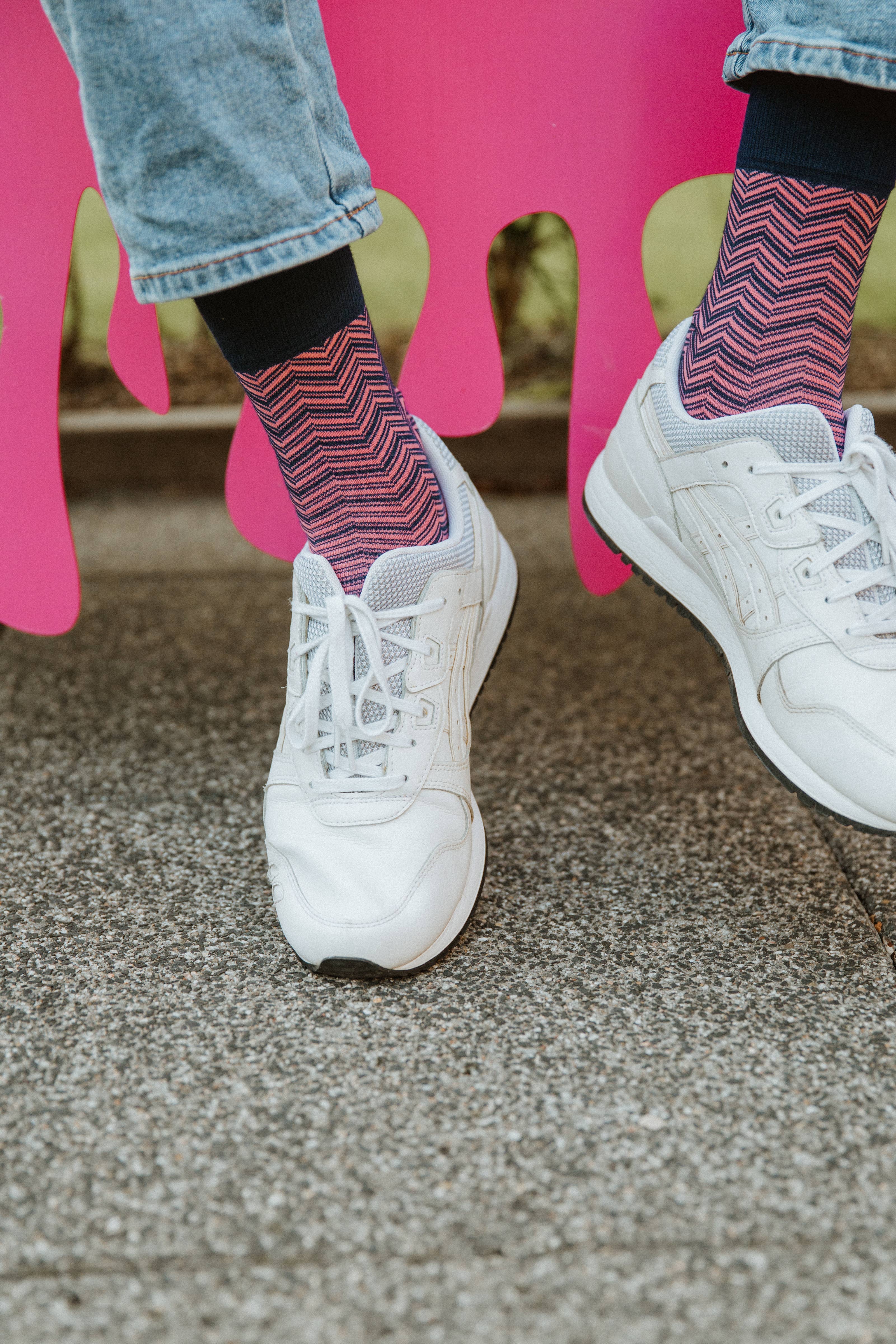 Slopes&Town - Vente Ceinture – unisexe - Ceinture en coffret cadeau Ray and Pink Herringbone Socks3