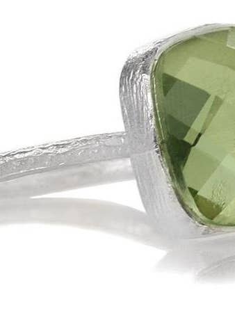 Capri Large Stackable Square Ring Green Amethyst for wholesale by Sikara & Co.