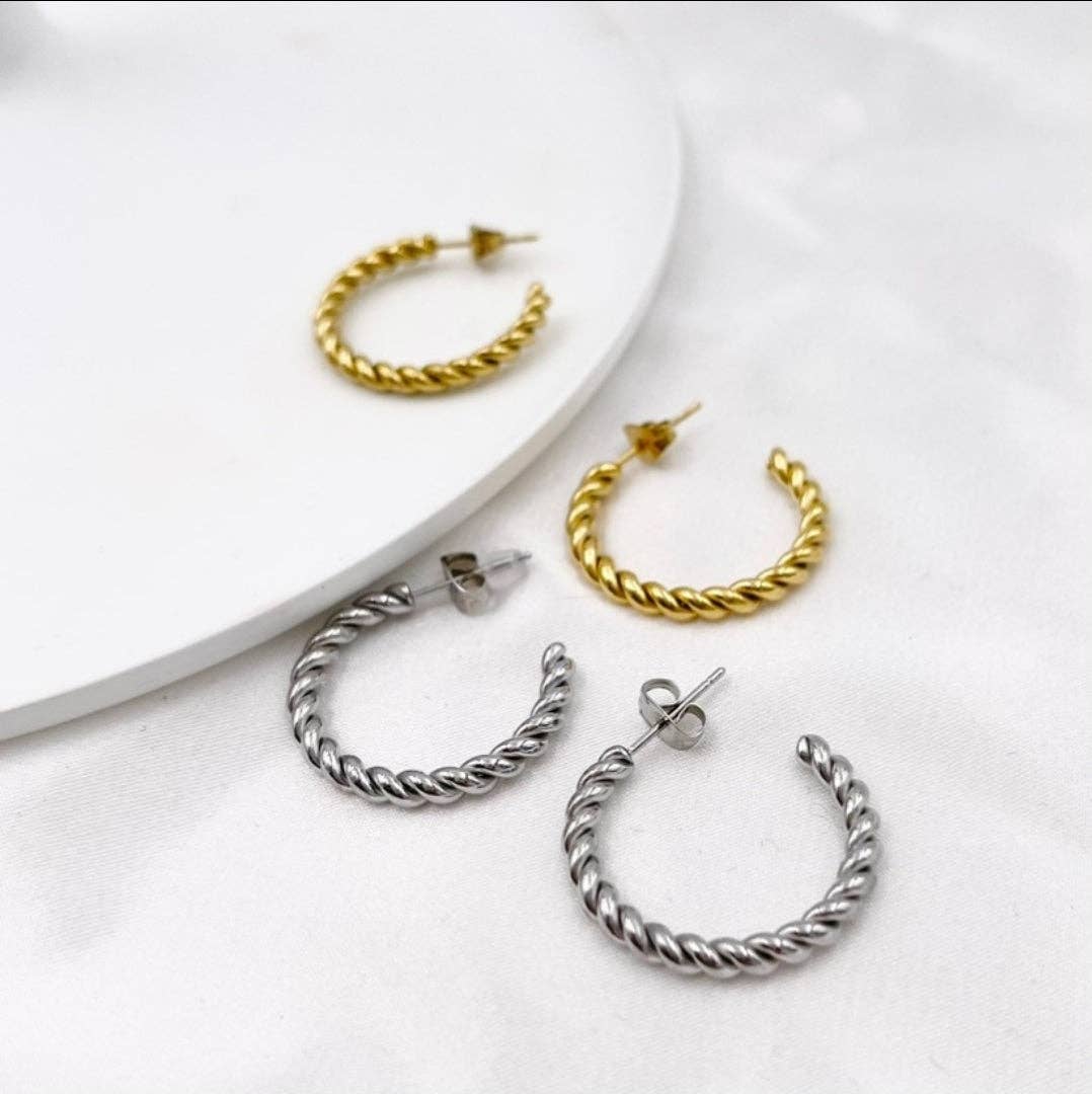 Daemon srls - Vendita all'ingrosso Orecchini a cerchio - BLAKE - Orecchini a cerchio torchon in acciaio inossidabile8