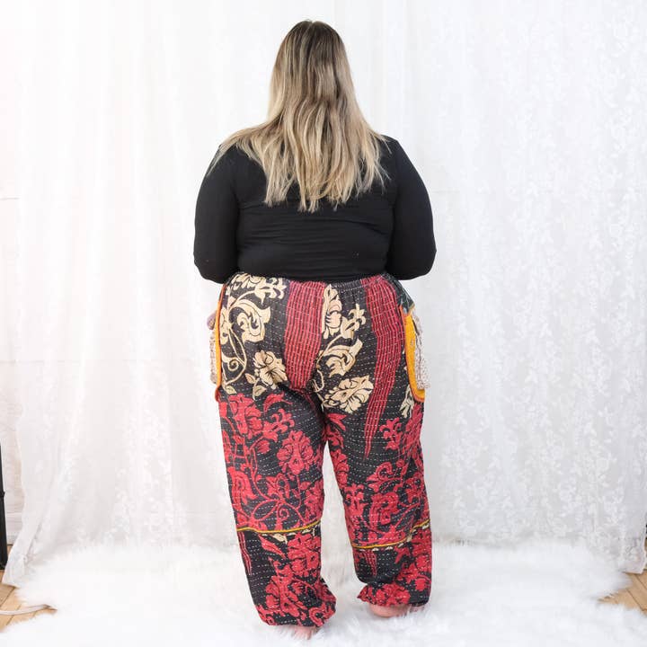 Karma Nepal Crafts - Wholesale Pants – Women's - One of a Kind Kantha Baggy Pants with Pockets19