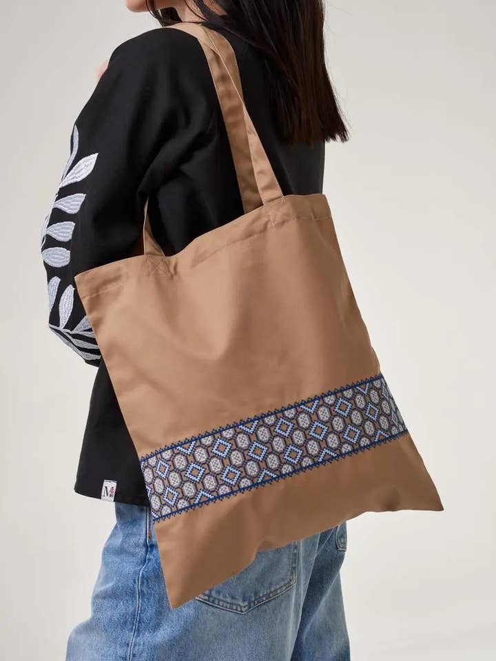 Saco de Compras de Ombro Ecológico em Algodão Bordado - Ornamento por atacado de Handmade Originals Ukraine