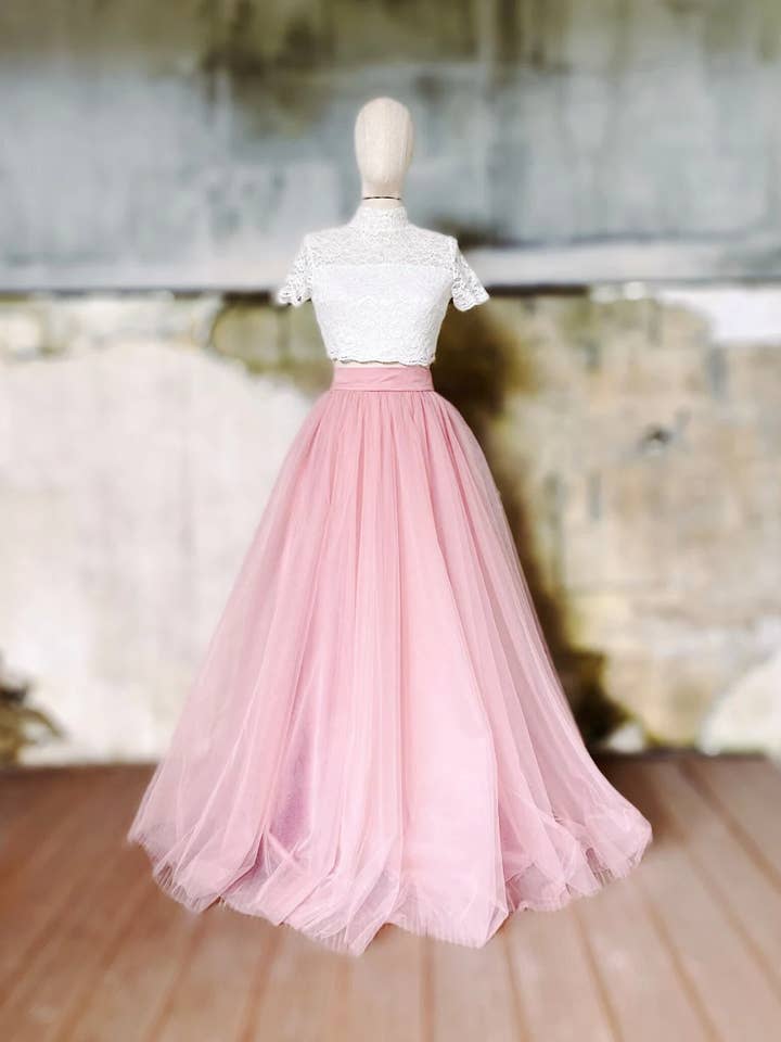 Bride Bridesmaids Full High Waist Custom Tulle Mesh Skirt for wholesale by Modayladans