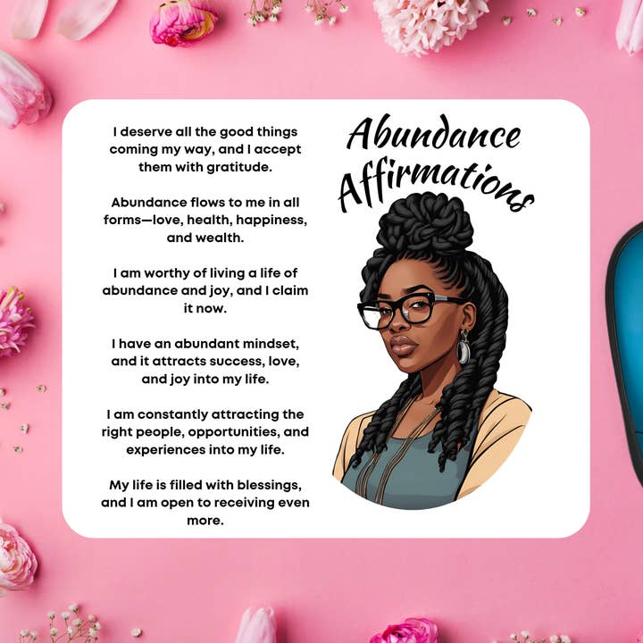 Self Care Tribe - Vente Tapis de souris - Tapis de souris d'affirmation d'abondance0