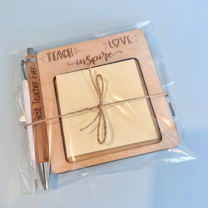 Kendalia Barn - Wholesale Sticky Notes - Teacher Appreciation Sticky Note Holder w Quote Best Teacher
