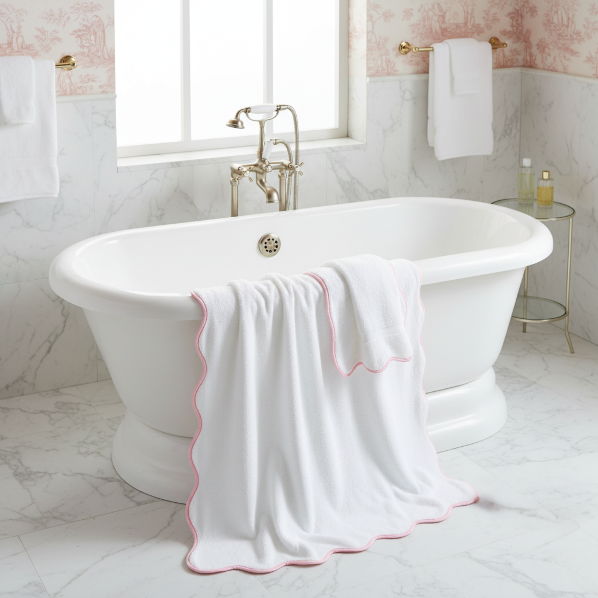 Lotus Linen – wholesale Badrumsmatta – Lyxig badrumsmatta i bomull med kammusselkanter106