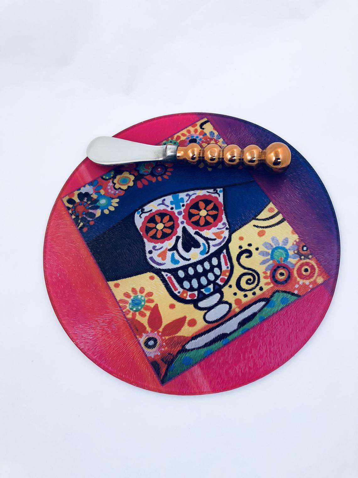 GP Originals - Wholesale Cutting Board - Catrina Sugar Skull -  8" x 8" Tempered Glass Cutting Board1