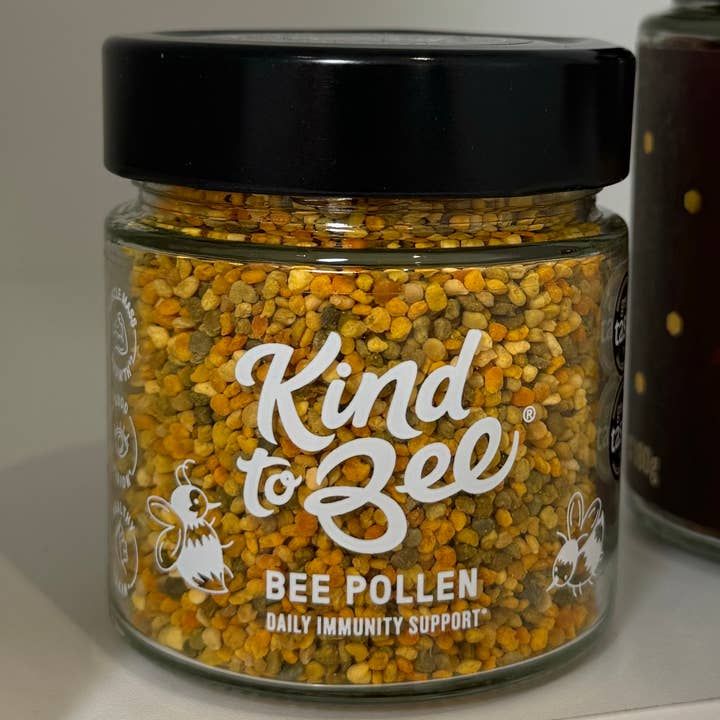 Kind to Bee - Wholesale Honey - Bee Pollen for Immunity, Raw, Cruelty-Free, glass jar 2