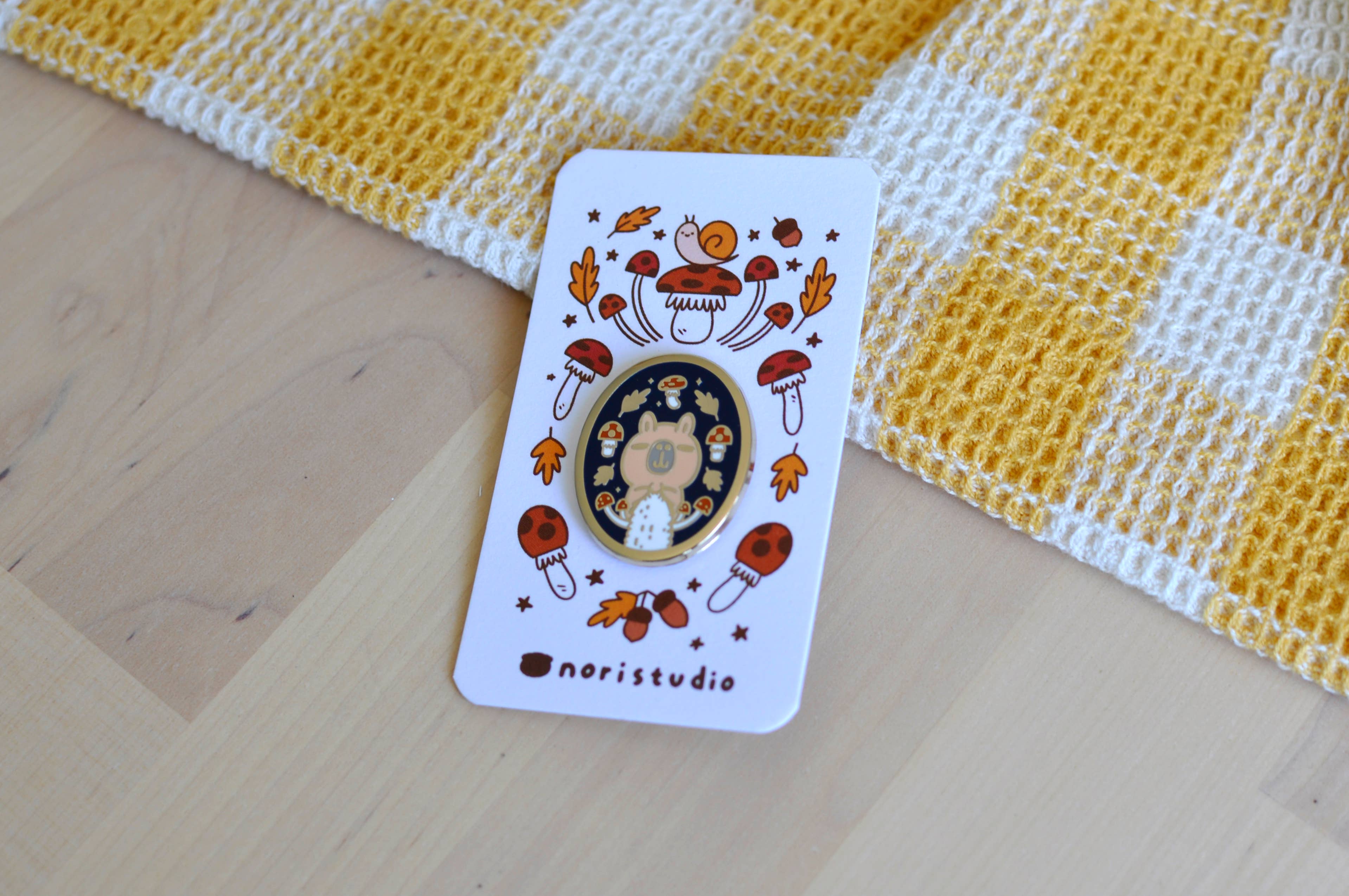 Noristudio - Wholesale Lapel Pin/Button - Knitting Moonch Enamel pin, Fall Theme, Limited Edition6