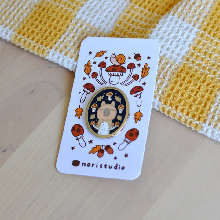 Noristudio - Wholesale Lapel Pin/Button - Knitting Moonch Enamel pin, Fall Theme, Limited Edition6