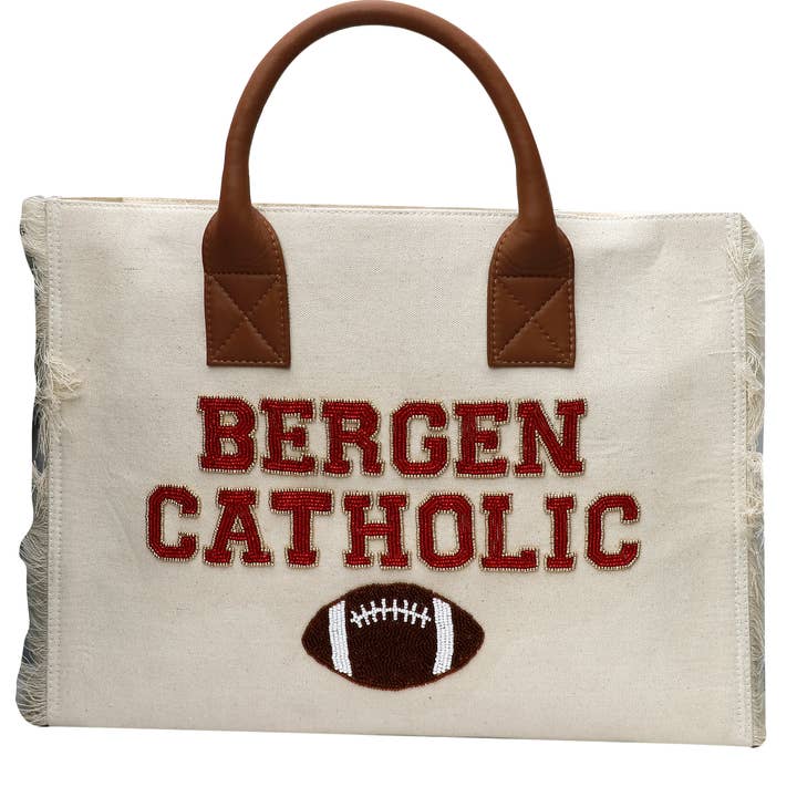 Tiana Designs - Vente Tote bag – femme - GTL-F Varsity - Football américain - Ivoire/Met Red/A.Go