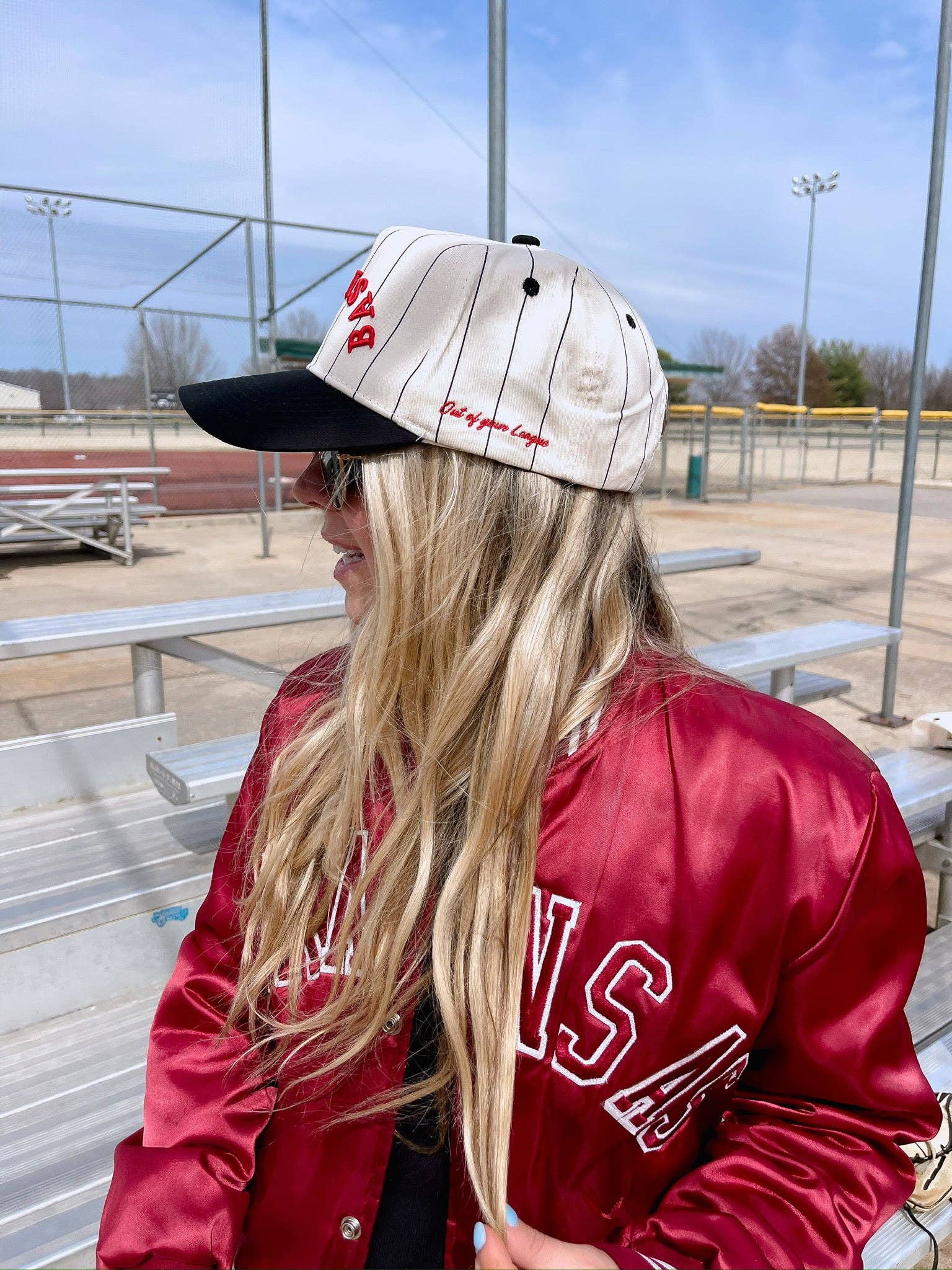 KENZKUSTOMZ - Wholesale Trucker Hat - Women's - BASEBALL - Red on Black Stripe Vintage Hat3