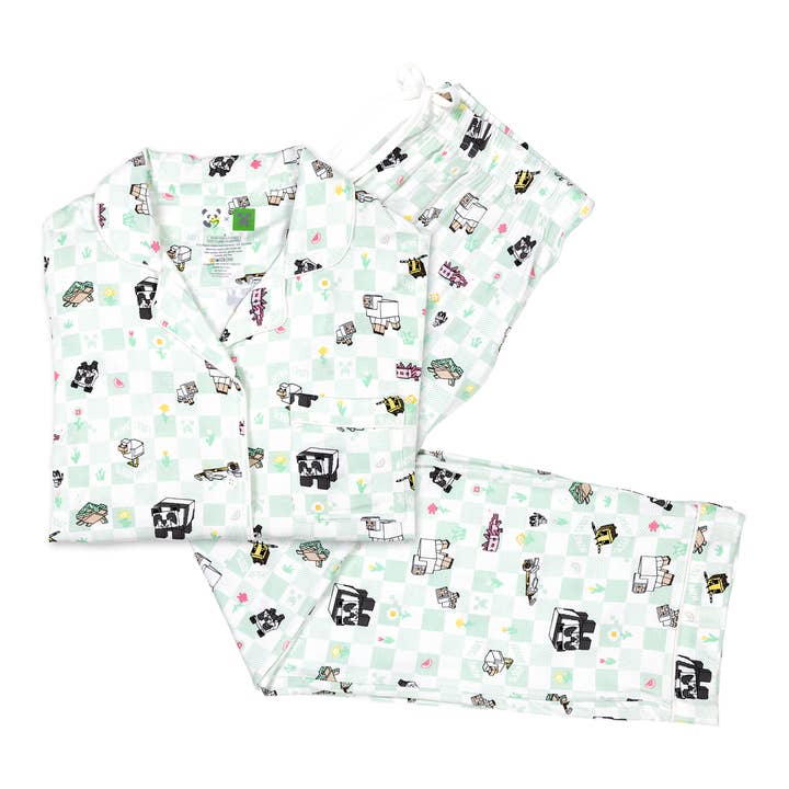 Bellabu Bear - Wholesale Sleepwear Set - Women's - Minecraft Sleep Repeat Bamboo Women's Pajama Set