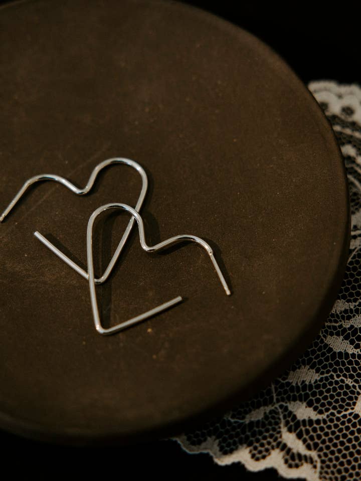 Small Heart Hoops- Sterling Silver for wholesale by Lauren Brook