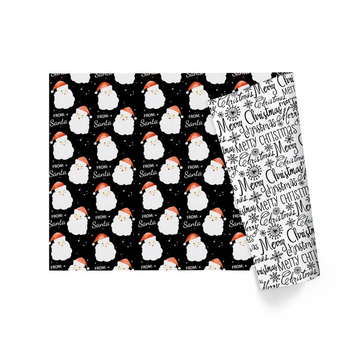 LA Ribbons Wholesale - Wholesale Wrapping Paper Roll - 24" x 417' Reversible Holiday Wrapping Paper Half Ream | "From Santa/Merry Christmas"
3