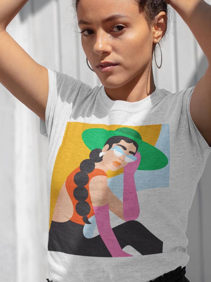 IALD - Vendita all'ingrosso Maglietta serigrafata - Donna - T-shirt girocollo da donna | Cappello verde1