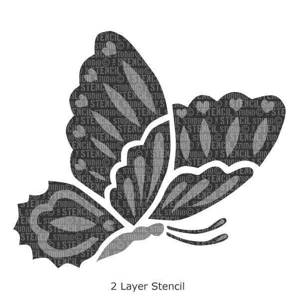 Estêncil de borboleta esvoaçante (estêncil de 2 camadas) por atacado de The Stencil Studio