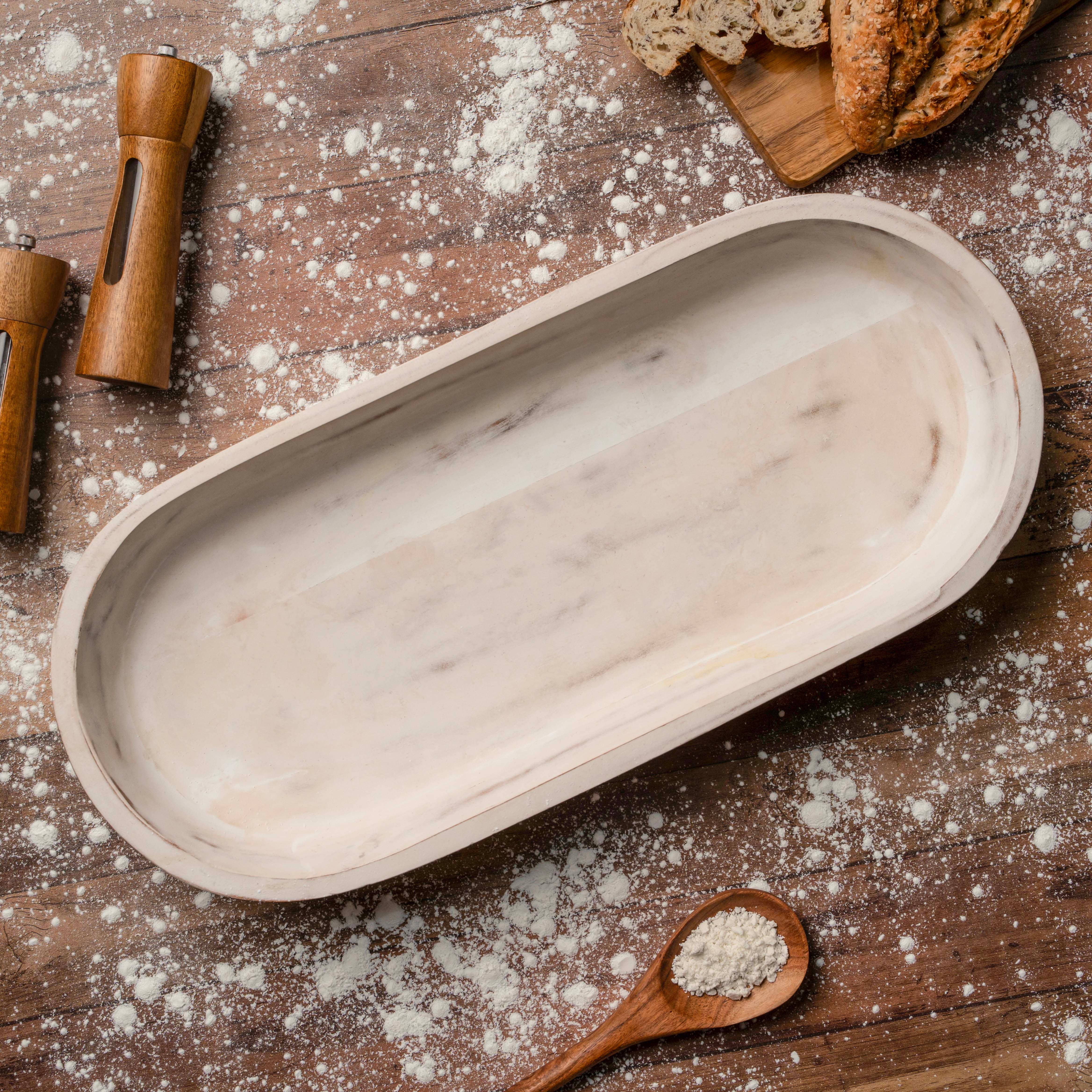 LuxeDesigns Co LLC - Wholesale Decorative Plate/Dish/Bowl - Wooden Dough Bowl - Extra Large Rustic White Acacia Wood11