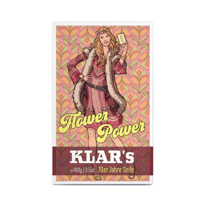 Klar Seifen - Vendita all'ingrosso Saponette - Sapone retrò anni '70 Flower Power, 3,5oz