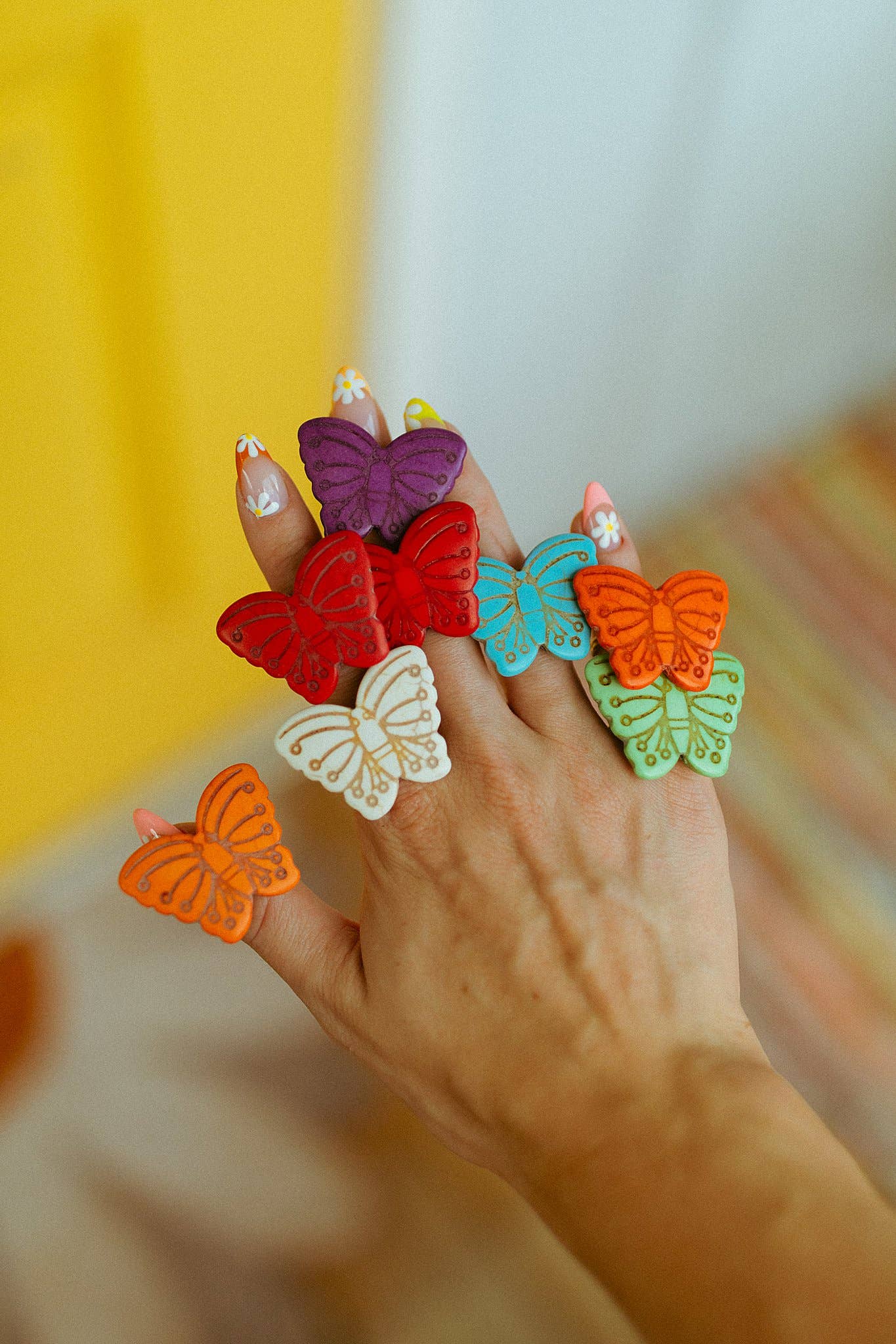 Chicka & Co – Anel de cocktail/declaração por atacado – Anéis Boho Ajustáveis com Borboleta (Aleatório)