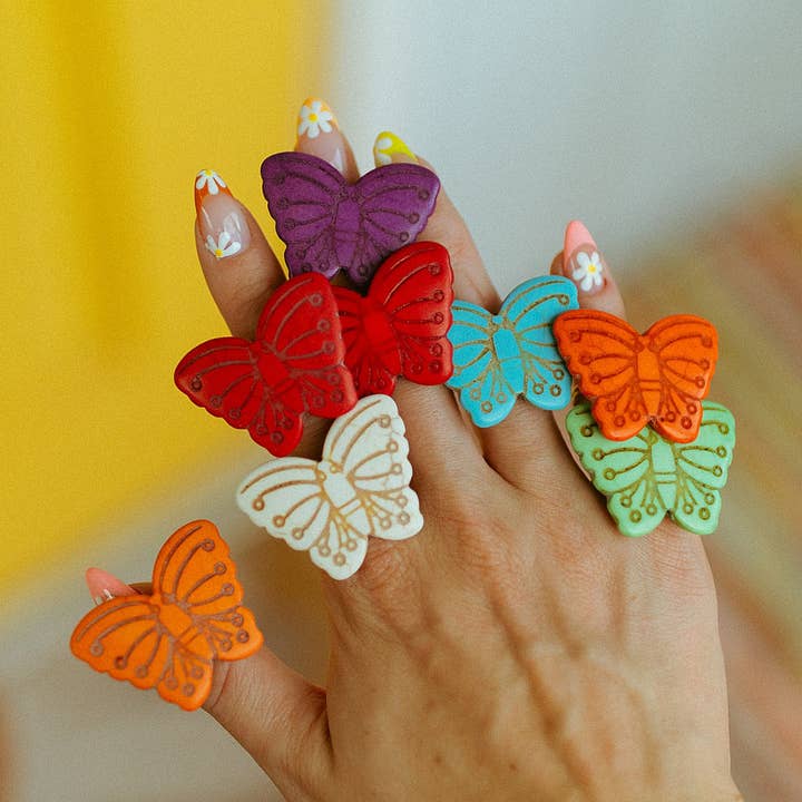 Chicka & Co – Anel de cocktail/declaração por atacado – Anéis Boho Ajustáveis com Borboleta (Aleatório)0