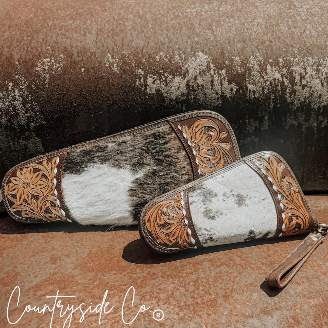 Texas Western Cowhide Bags and More - Wholesale Travel Set - Handmade Tooled Leather and Cowhide Case4