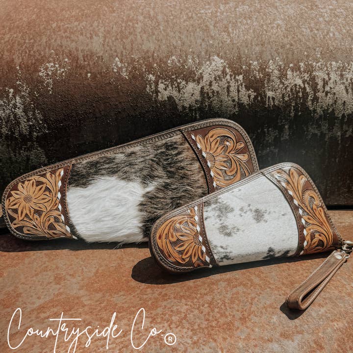 Texas Western Cowhide Bags and More - Wholesale Travel Set - Handmade Tooled Leather and Cowhide Case4