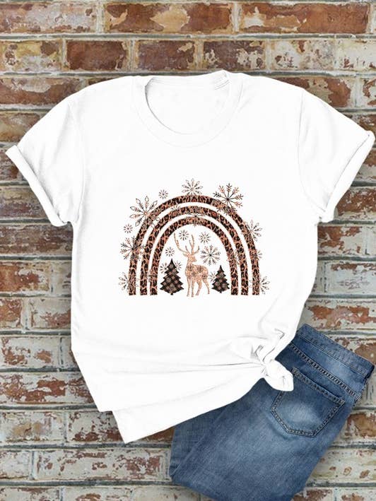 Sapins de Noël léopard, t-shirt unisexe à col rond pour la vente par Top Avenue