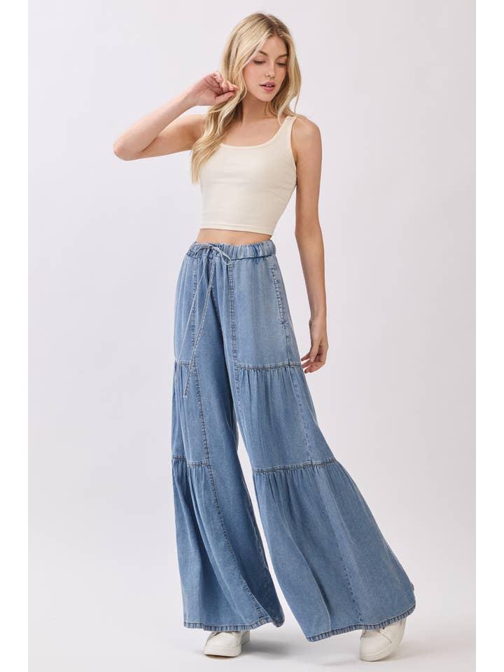 DENIM Chambray Mineral Washed Wide Leg Pants for wholesale on Faire3