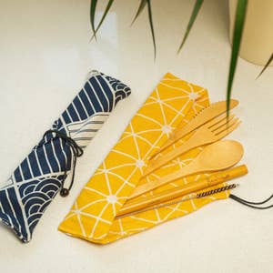 Totally Bamboo Take Along Reusable Utensil Set with Pineapple Style Travel  Case
