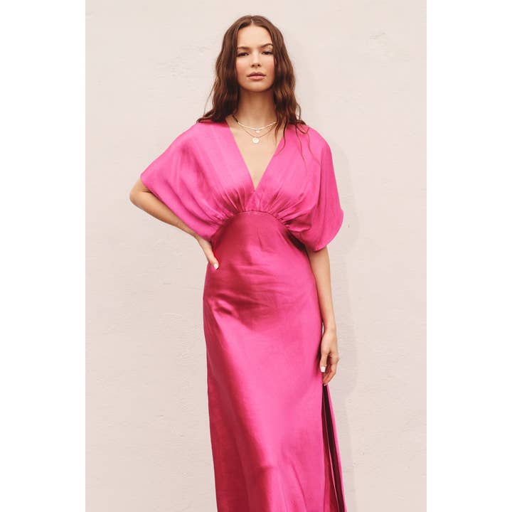 Dress Forum - Wholesale Dress - Women's - Satin Blouson Maxi Dress