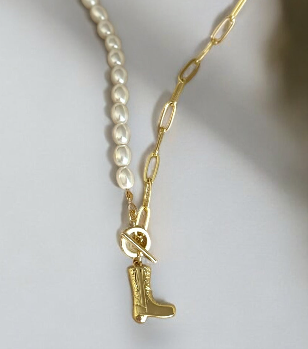 Golden Hour Studio - Wholesale Pendant/Charm Necklace - Pearls and Boots2