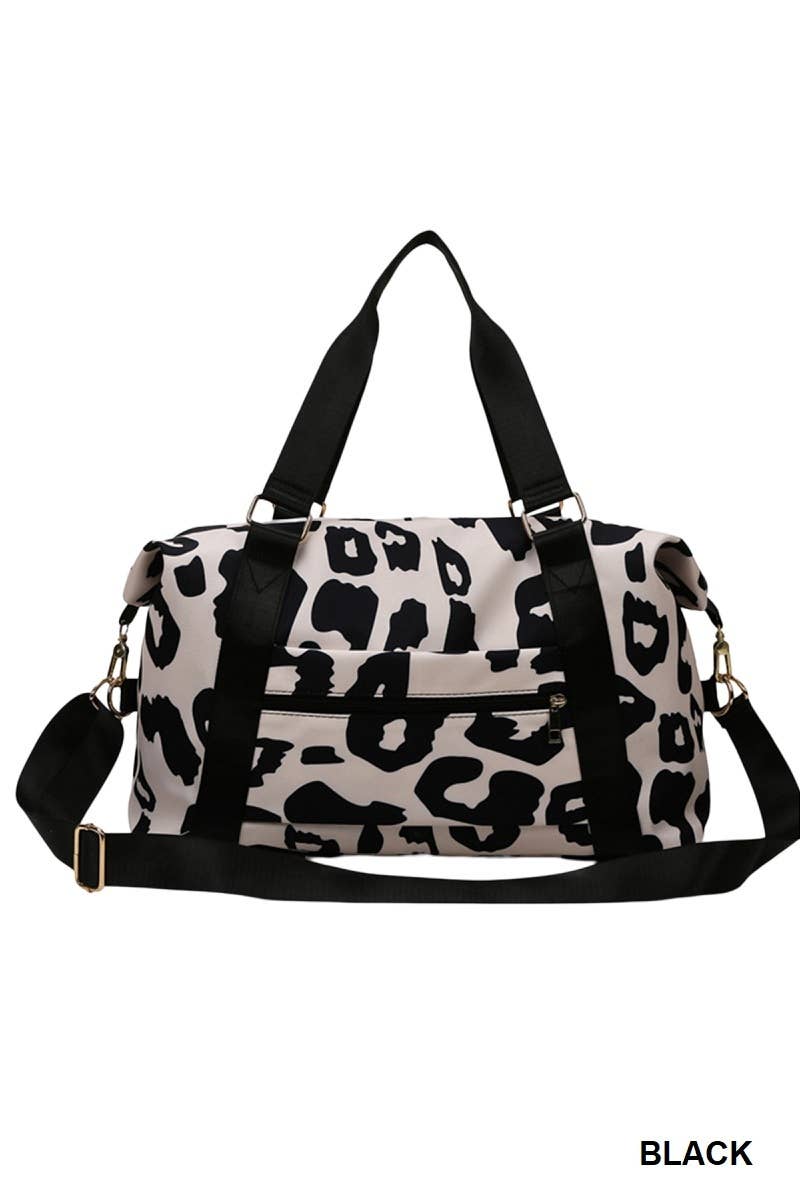 BLACK Leopard Print Large Weekend Travel Duffle Bag for wholesale on Faire3