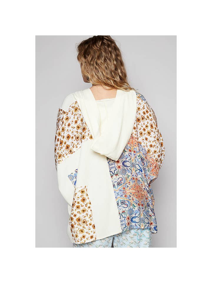 Pol Clothing - Wholesale Knit Top - Women's - Oversize long thermal crochet contrast patch top SALE