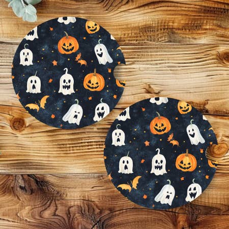 Halloween Neoprene Car Coaster Set for wholesale by Prairie Chicken Sticker Shop & Gifts