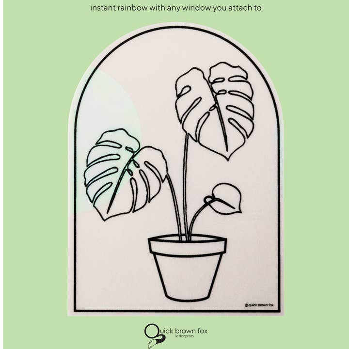 Monstera Suncatcher - Vinyl klistermærke for engroshandel hos Quick Brown Fox Letterpress