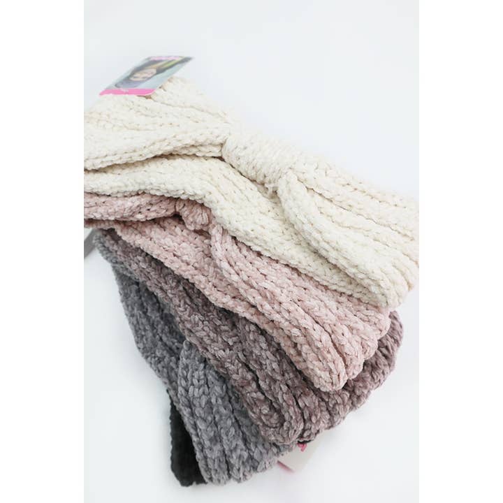 MIX COLOR Solid Knit Winter Bow Headband for wholesale on Faire