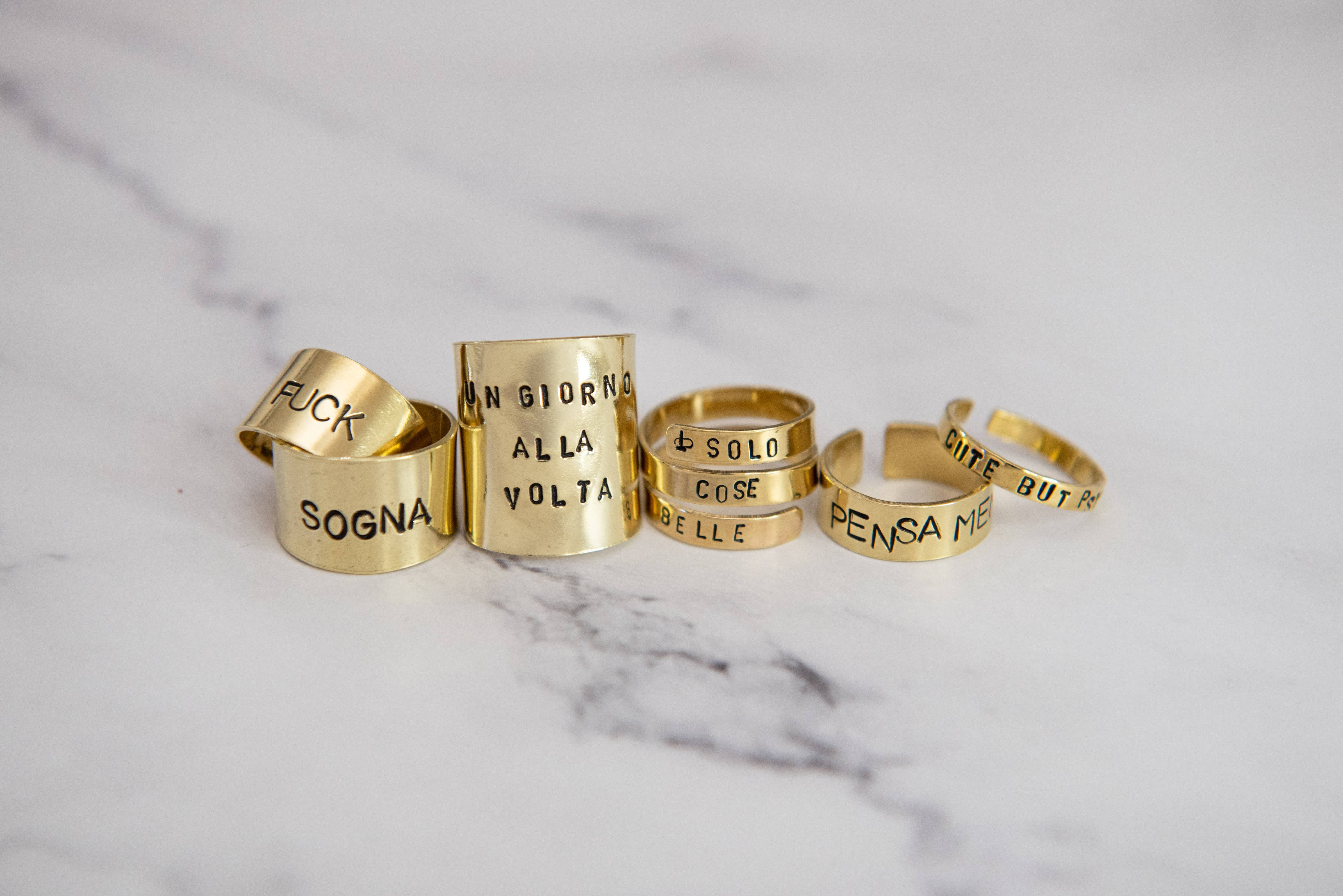 Loti jewels - Wholesale Band/Stacked Ring - LEA RING IN BRASS WITH ENGRAVING7