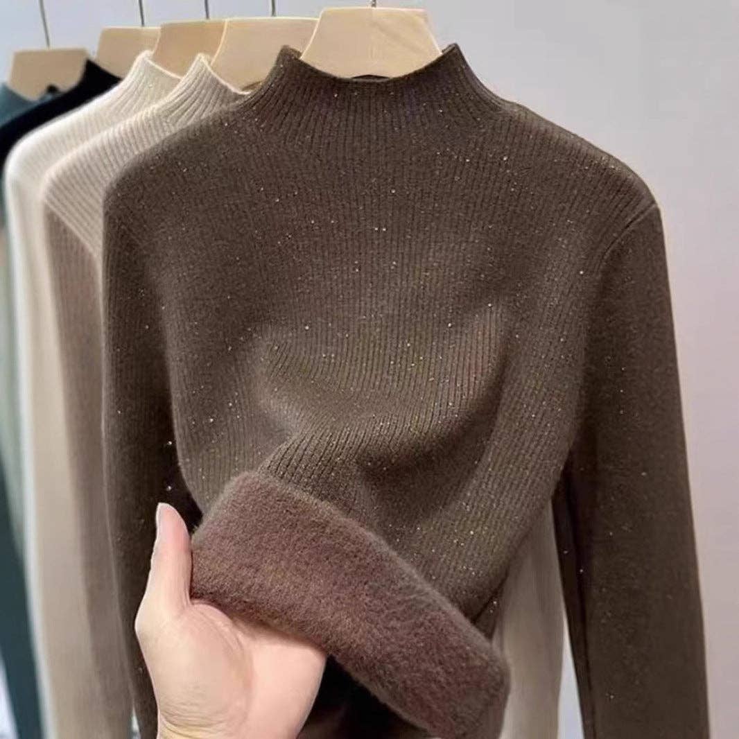 Marayn - Wholesale Knit Sweater - Women's - Soft warm halfneck fleece knit 2024 winter essential2