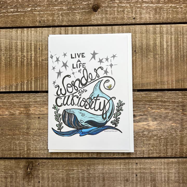 Block21Prints - Wholesale Everyday Greeting Card - Whale Wonder and Curiosity Blank Greeting Card