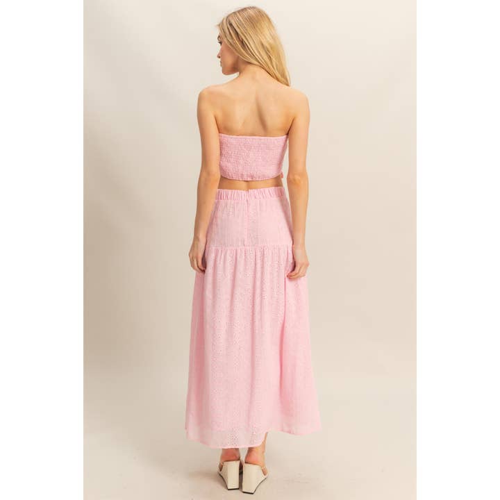 HYFVE - Wholesale Top & Skirt Set - Women's - HF25E214-SET-Strapless Top And Skirt Eyelet Set