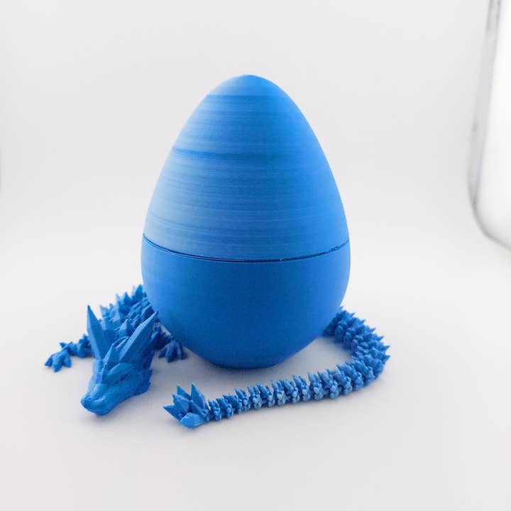 The Geek Galleria - Wholesale Fidget Toy - Kids - 12 Inch Crystal Dragon And Matching Egg! - Articulated - Cinderwing3d - 3D Printed Dragon - Unique Gift
